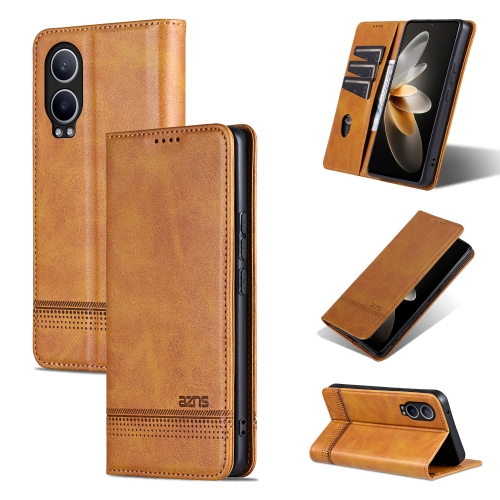 

For OPPO K12x / OnePlus Nord CE4 Lite AZNS Magnetic Calf Texture Flip Leather Phone Case(Light Brown)