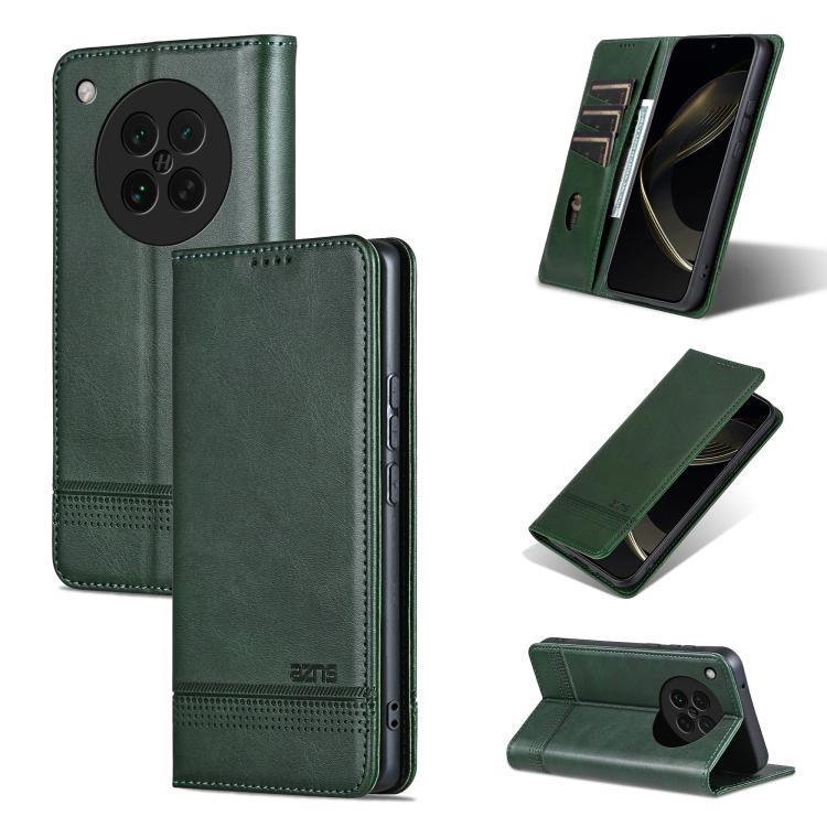 

For OPPO Find X8s AZNS Magnetic Calf Texture Flip Leather Phone Case(Dark Green)