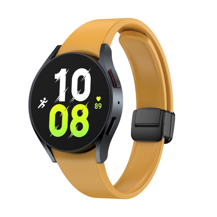 

For Samsung Galaxy Watch 6 Magnetic Folding Black Buckle Silicone Watch Band(Yellow)