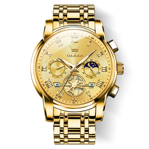 

OLEVS 2859 Men Multifunctional Luminous Waterproof Quartz Watch(Gold)