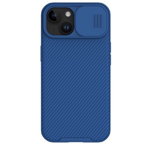 For iPhone 15 NILLKIN CamShield Pro PC Phone Case(Blue) for iphone 15 pro honeycomb radiating lens holder magsafe phone case blue