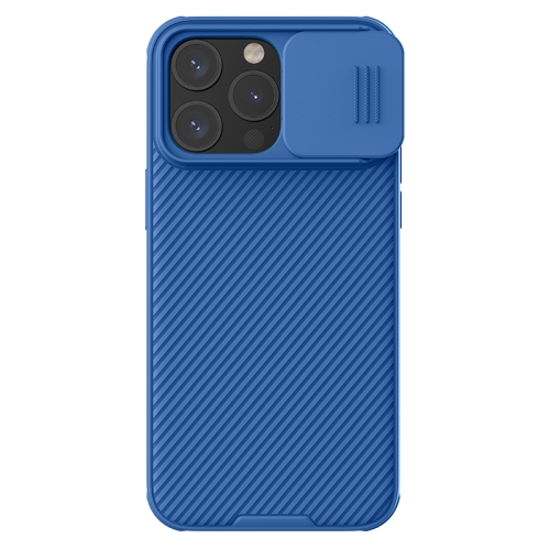 For iPhone 15 Pro Max NILLKIN CamShield Pro PC Phone Case(Blue) for iphone 15 liquid lens protector magsafe phone case navy blue