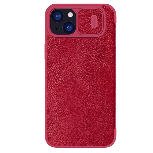 

For iPhone 15 Plus NILLKIN QIN Series Pro Sliding Camera Cover Design Leather Phone Case(Red)