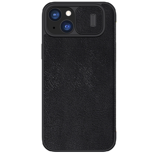 

For iPhone 15 Plus NILLKIN QIN Series Pro Sliding Camera Cover Design Leather Phone Case(Black)