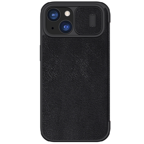 

For iPhone 15 NILLKIN QIN Series Pro Sliding Camera Cover Design Leather Phone Case(Black)