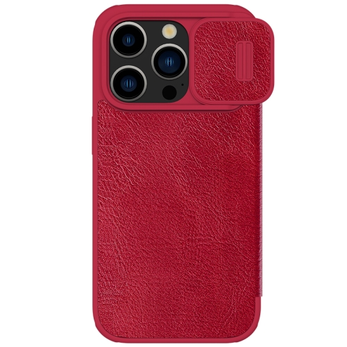 

For iPhone 15 Pro NILLKIN QIN Series Pro Sliding Camera Cover Design Leather Phone Case(Red)