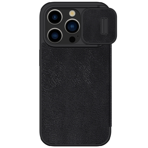 

For iPhone 15 Pro NILLKIN QIN Series Pro Sliding Camera Cover Design Leather Phone Case(Black)