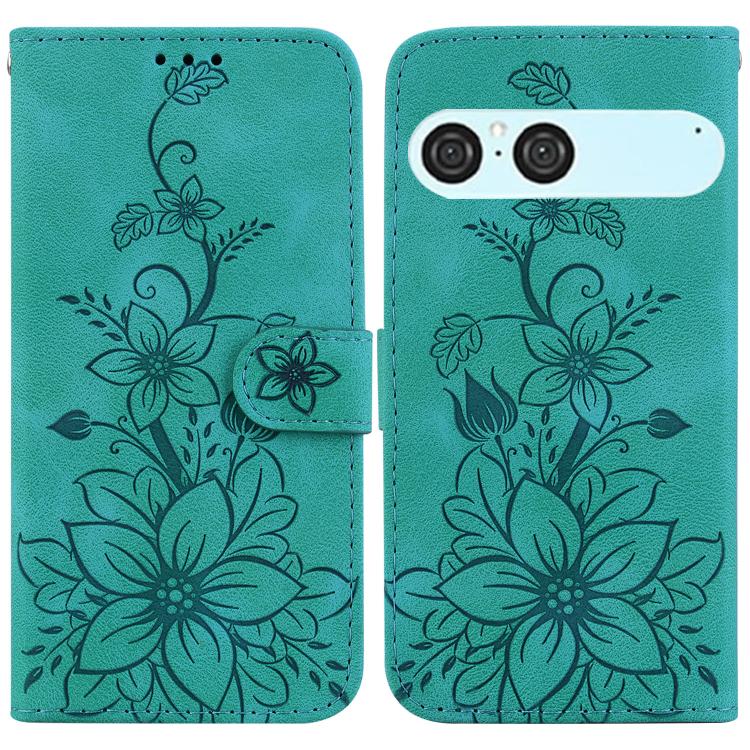 

For Sony Xperia 10 VII Lily Embossed Leather Phone Case(Green)