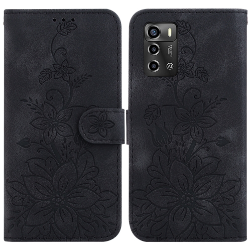 

For ZTE Blade A72 / V40 Vita Lily Embossed Leather Phone Case(Black)
