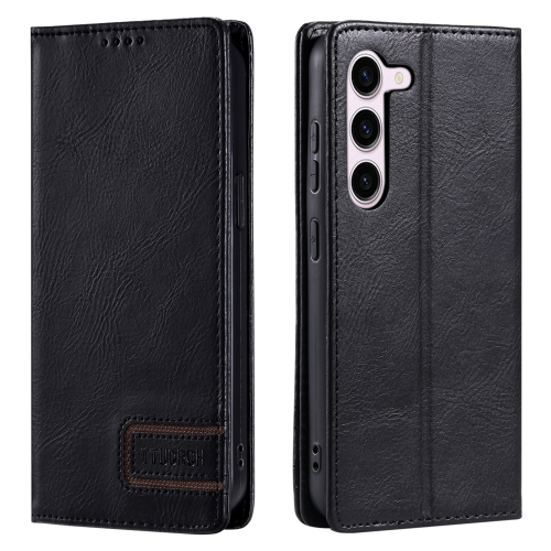 

For Samsung Galaxy S23+ 5G TTUDRCH RFID Retro Texture Magnetic Leather Phone Case(Black)