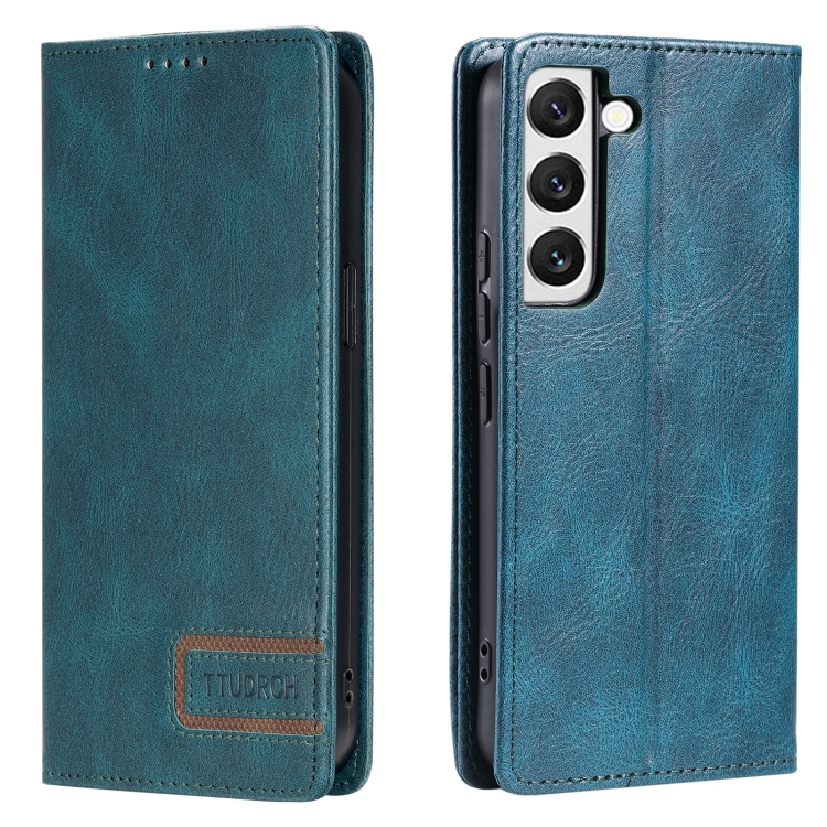 

For Samsung Galaxy S22+ 5G TTUDRCH RFID Retro Texture Magnetic Leather Phone Case(Greem)