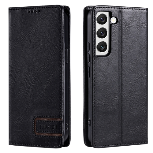 

For Samsung Galaxy S22 5G TTUDRCH RFID Retro Texture Magnetic Leather Phone Case(Black)