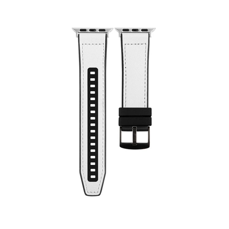 

For Apple Watch 2 38mm Hybrid Leather Silicone Watch Band(White)