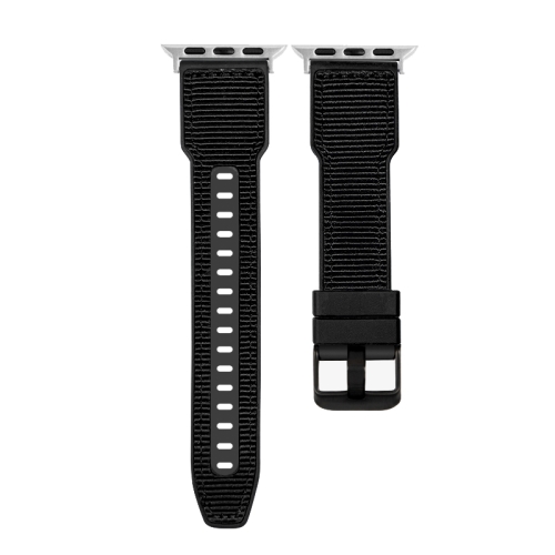 

For Apple Watch SE 2023 44mm Hybrid Braid Nylon Silicone Watch Band(Black)