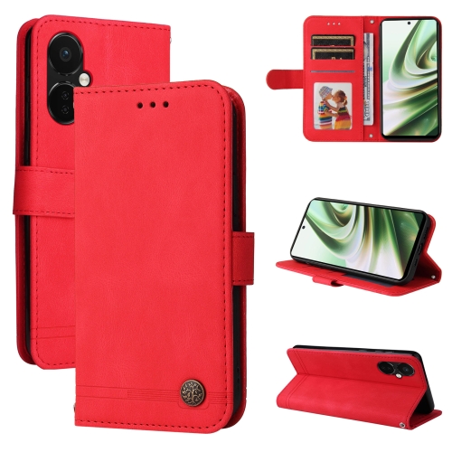 

For OnePlus Nord CE3 Skin Feel Life Tree Metal Button Leather Phone Case(Red)