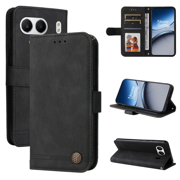 

For OnePlus Nord 4 Skin Feel Life Tree Metal Button Leather Phone Case(Black)