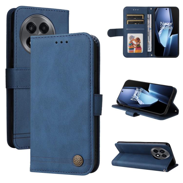 

For OnePlus 13R / Ace 5 / Ace 5 Pro Skin Feel Life Tree Metal Button Leather Phone Case(Blue)