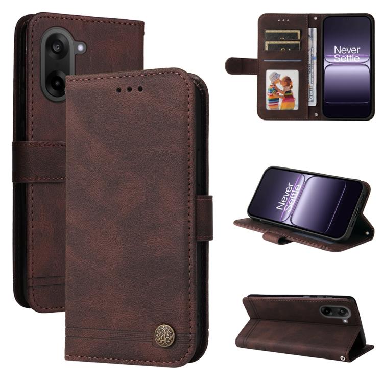 

For OnePlus Ace 5 Racing / Nord CE5 Skin Feel Life Tree Metal Button Leather Phone Case(Brown)