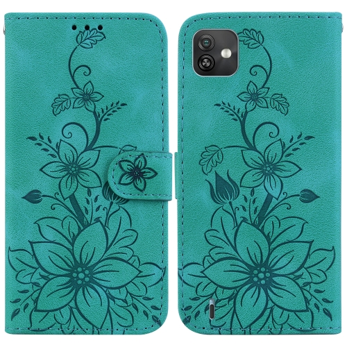 

For Wiko Y82 Lily Embossed Leather Phone Case(Green)