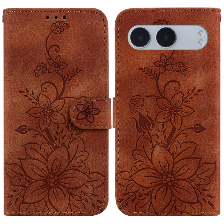 

For OnePlus Nord 4 Lily Embossed Leather Phone Case(Brown)