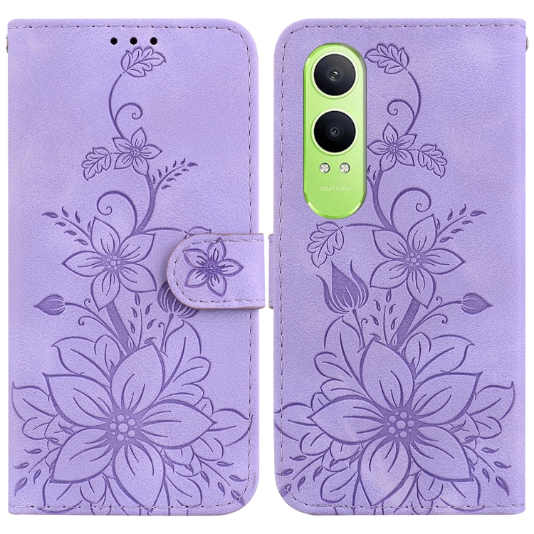 

For OnePlus Nord CE4 Lite Lily Embossed Leather Phone Case(Purple)