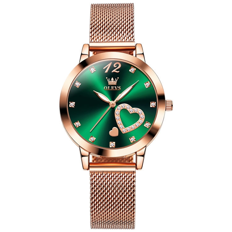 

OLEVS 5189 Women Heart Shape Waterproof Quartz Watch(Green)