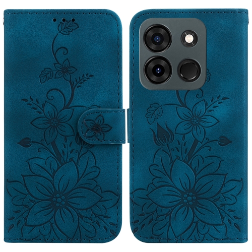 

For Infinix Smart 7 India / Smart 7 Plus Lily Embossed Leather Phone Case(Dark Blue)