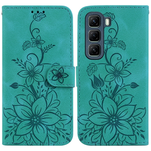 

For Infinix Hot 50 4G Lily Embossed Leather Phone Case(Green)