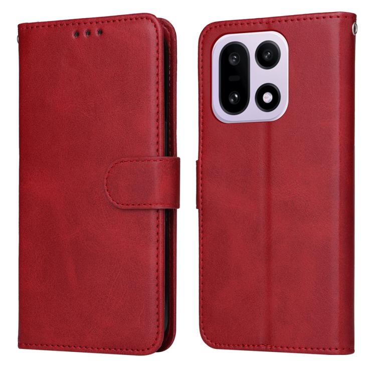 

For OnePlus 15 Classic Calf Texture Flip Leather Phone Case(Red)