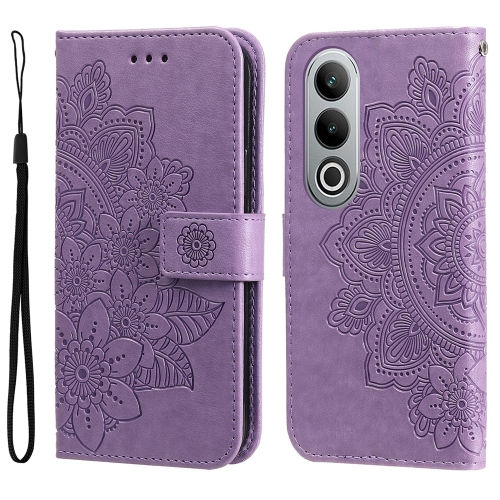 

For OnePlus Nord CE4 7-petal Flowers Embossing Leather Phone Case(Light Purple)
