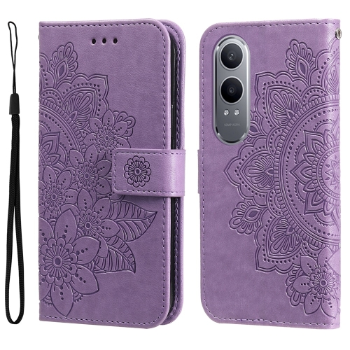 

For OnePlus Nord CE4 Lite Seven-petal Flowers Embossing Leather Phone Case(Light Purple)