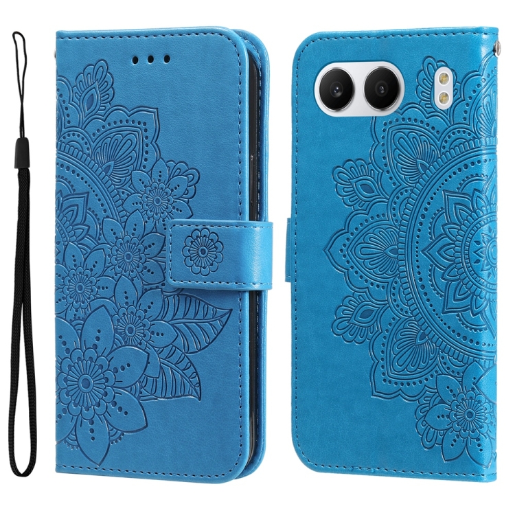 

For OnePlus Nord 4 Seven-petal Flowers Embossing Leather Phone Case(Blue)