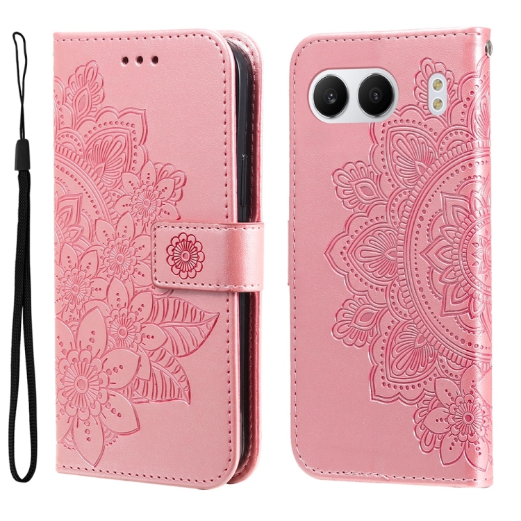 

For OnePlus Nord 4 Seven-petal Flowers Embossing Leather Phone Case(Rose Gold)