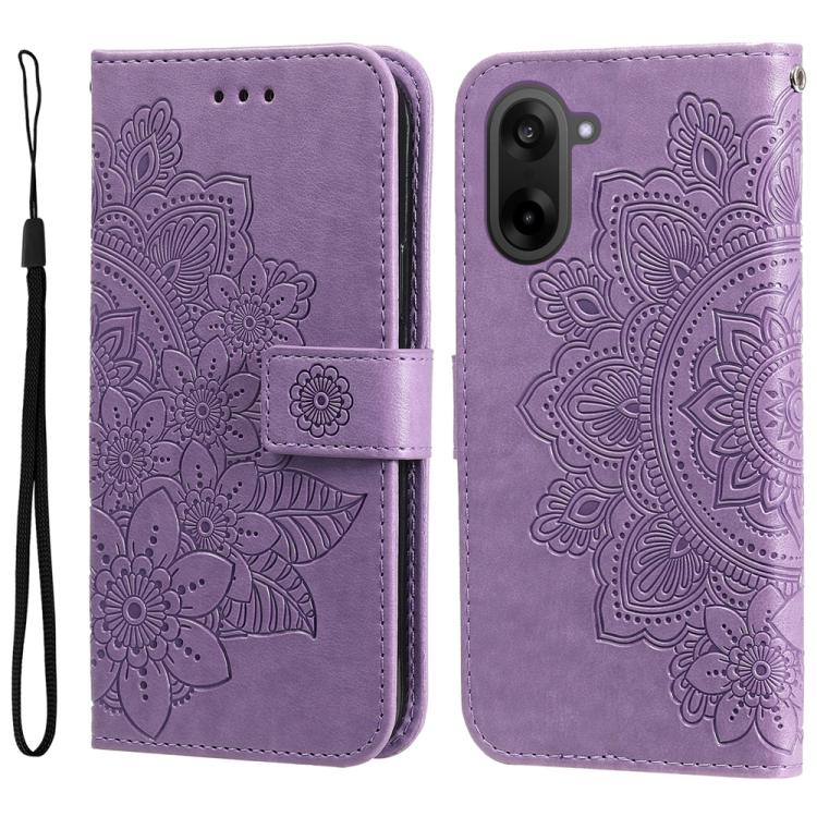 

For OnePlus Ace 5 Racing / Nord CE5 Seven-petal Flowers Embossing Leather Phone Case(Light Purple)