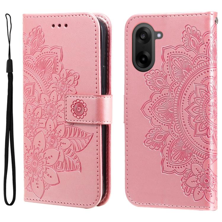 

For OnePlus Ace 5 Racing / Nord CE5 Seven-petal Flowers Embossing Leather Phone Case(Rose Gold)