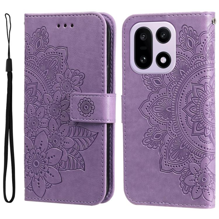 

For OnePlus 15 Seven-petal Flowers Embossing Leather Phone Case(Light Purple)