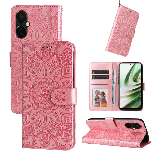 

For OnePlus Nord CE3 Embossed Sunflower Leather Phone Case(Rose Gold)