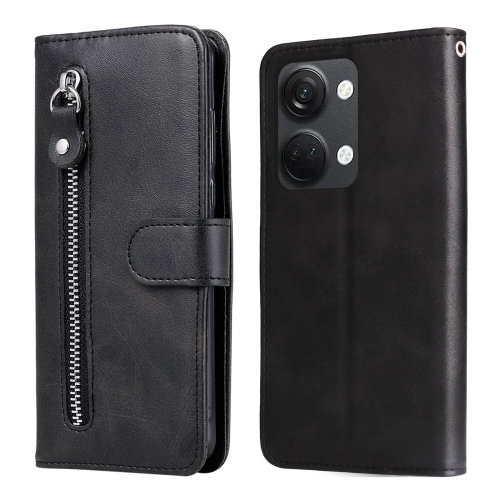 

For OnePlus Nord 3/Ace 2V Fashion Calf Texture Zipper Leather Phone Case(Black)