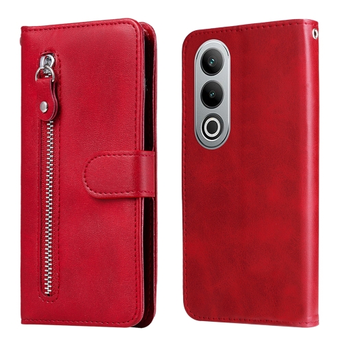

For OnePlus Nord CE4 Fashion Calf Texture Zipper Leather Phone Case(Red)