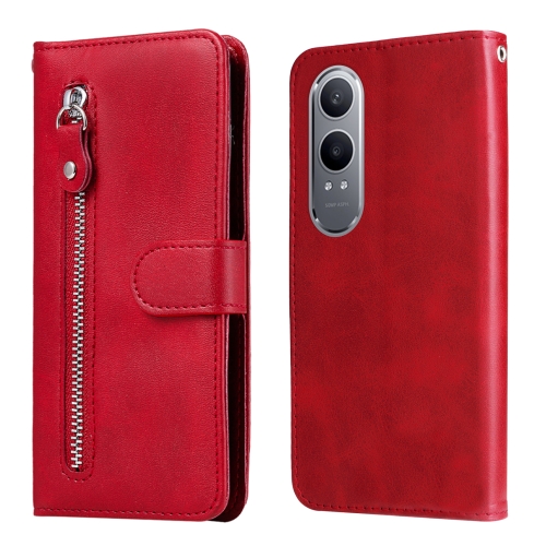 

For OnePlus Nord CE4 Lite Fashion Calf Texture Zipper Leather Phone Case(Red)