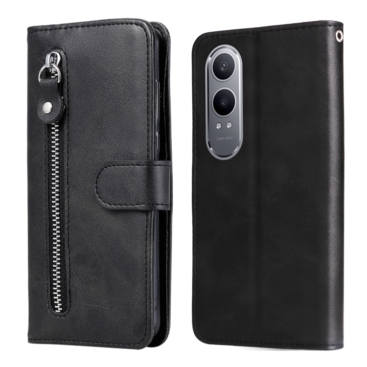 

For OnePlus Nord CE4 Lite Fashion Calf Texture Zipper Leather Phone Case(Black)