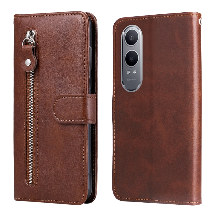 

For OnePlus Nord CE4 Lite Fashion Calf Texture Zipper Leather Phone Case(Brown)
