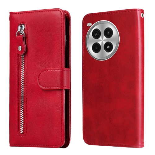 

For OnePlus Ace 3 Pro Fashion Calf Texture Zipper Leather Phone Case(Red)