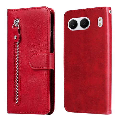 

For OnePlus Nord 4 Fashion Calf Texture Zipper Leather Phone Case(Red)