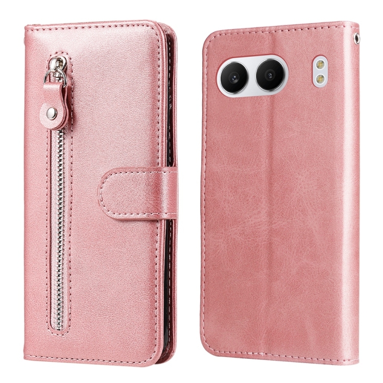 

For OnePlus Nord 4 Fashion Calf Texture Zipper Leather Phone Case(Rose Gold)