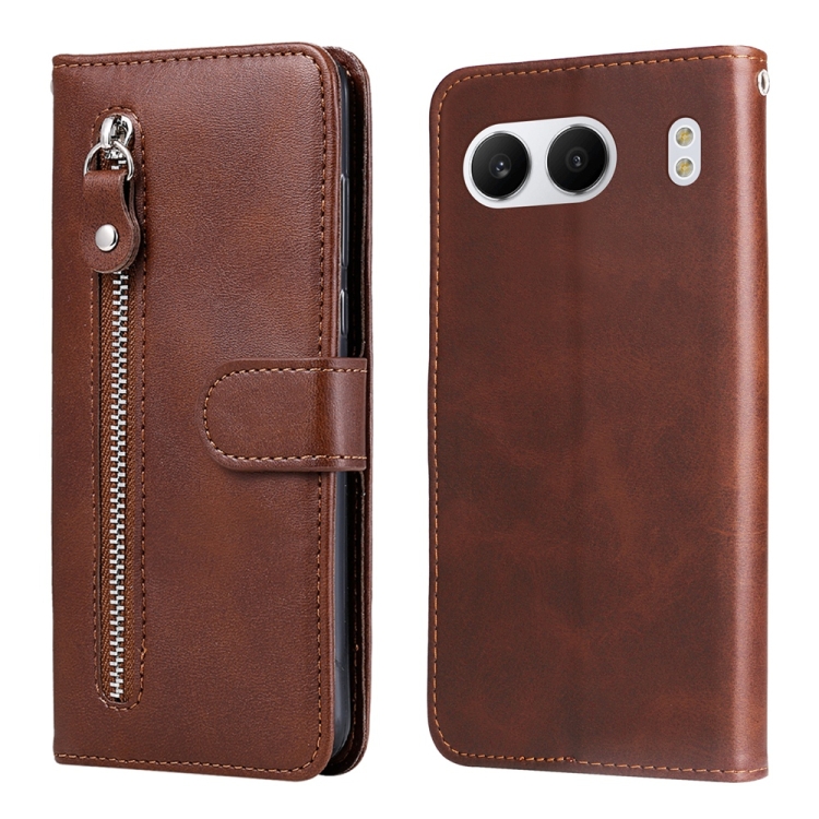 

For OnePlus Nord 4 Fashion Calf Texture Zipper Leather Phone Case(Brown)