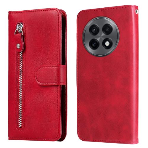 

For OnePlus 13R / Ace 5 / Ace 5 Pro Fashion Calf Texture Zipper Leather Phone Case(Red)