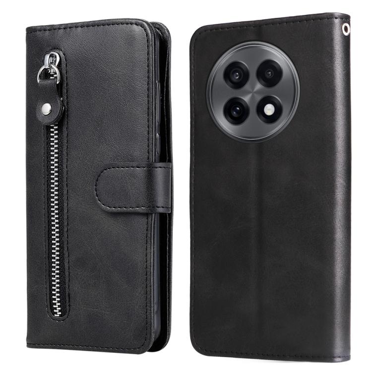 

For OnePlus 13R / Ace 5 / Ace 5 Pro Fashion Calf Texture Zipper Leather Phone Case(Black)