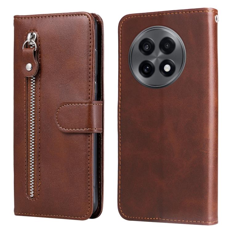 

For OnePlus 13R / Ace 5 / Ace 5 Pro Fashion Calf Texture Zipper Leather Phone Case(Brown)