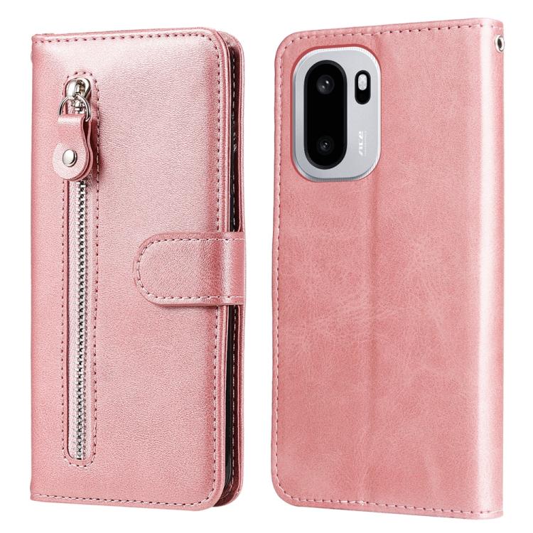 

For OnePlus Ace 6 / 15R Fashion Calf Texture Zipper Leather Phone Case(Rose Gold)
